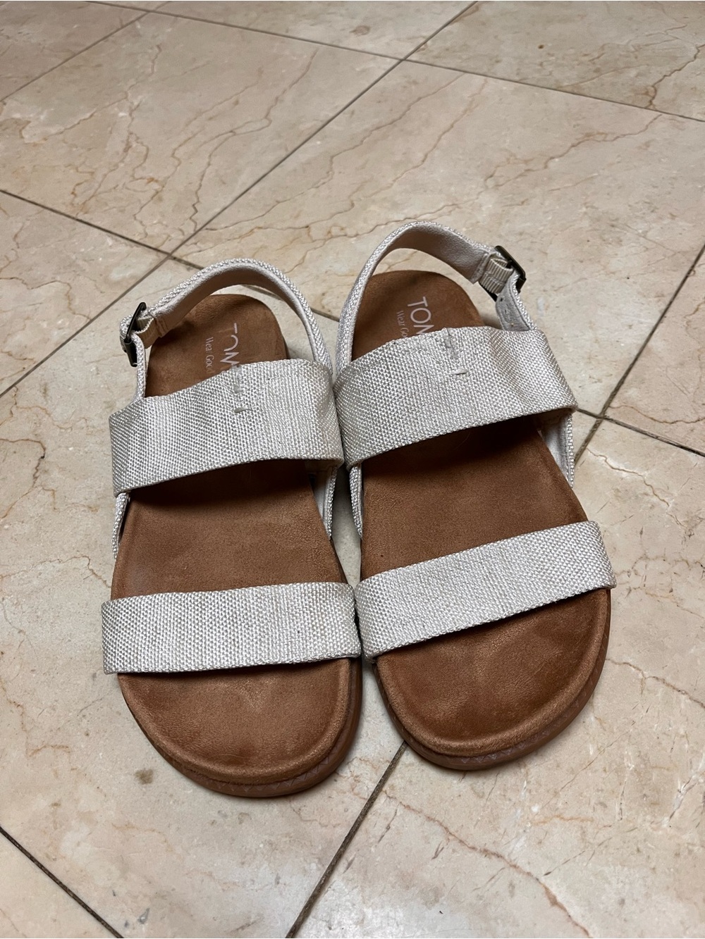 TOMS natural Canvas Double-Strap Slingback Sandals